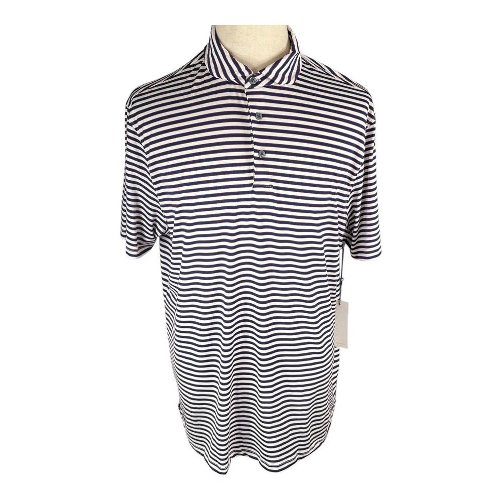 Kenneth Cole Golf Striped Multicolor Short Sleeve Polo Shirt Men's Size Large